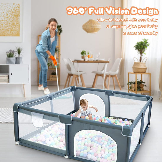 Play Pen For Babies And Toddlers, Baby Play Yard With Gate For Limited Space 47x47x26 Baby Fence With Breathable Mesh, Safety Indoor & Outdoor Activity Center